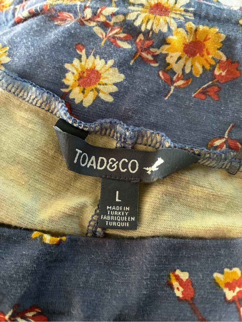 Toad&Co Chaka floral Wide Leg Crop Pants Sz large organic cotton blend sunflower - Picture 4 of 5